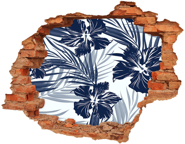 3D wall hole Tropical flowers