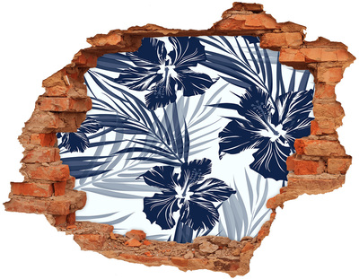 3D wall hole Tropical paradise with flowers