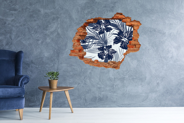 3D wall hole Tropical flowers