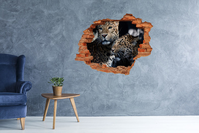 3D wall hole Two leopards