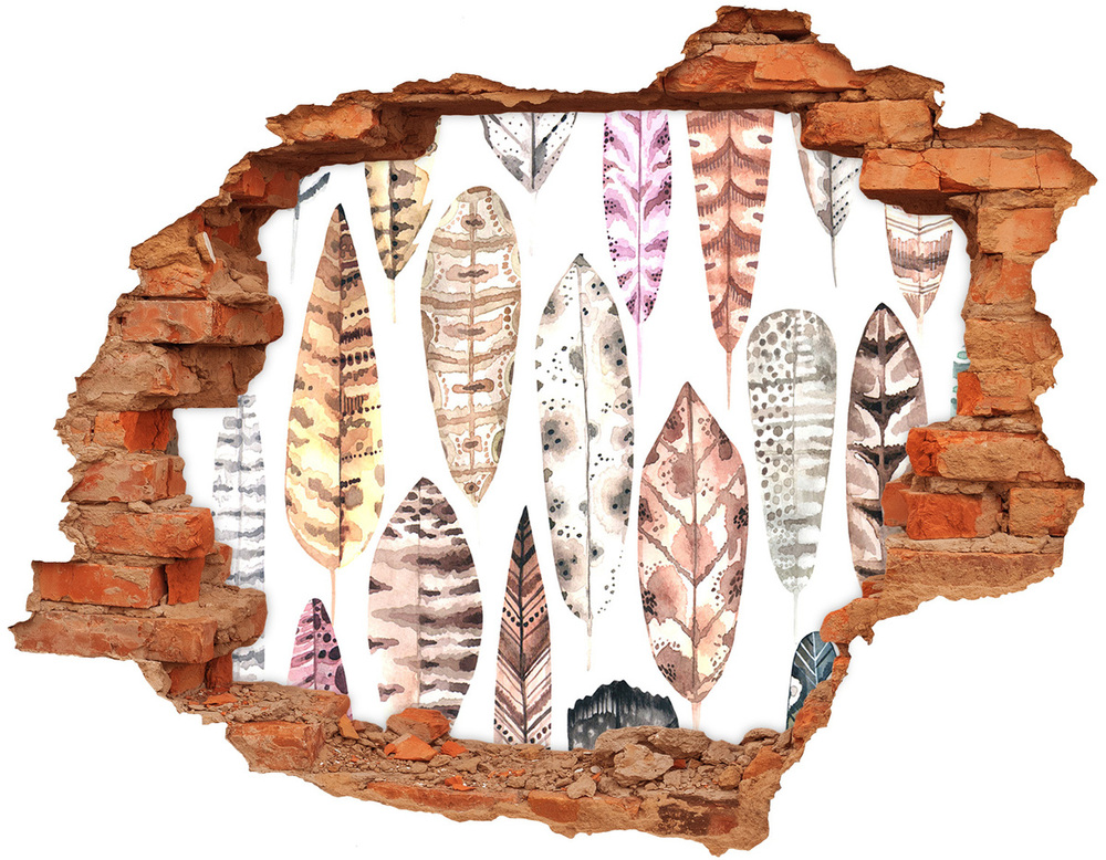 Hole wall sticker Colorful feathers