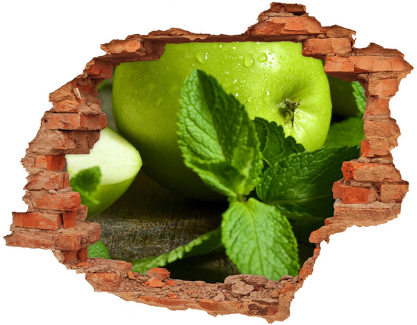 3D wall hole Green apple with mint