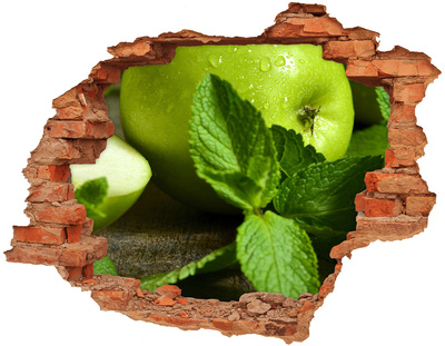 3D wall hole Green apple with mint