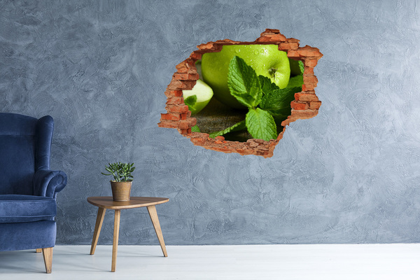 3D wall hole Green apple with mint