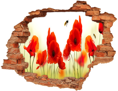 Hole wall sticker Flower paradise with a bee