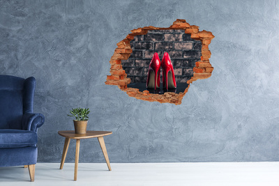 3D wall hole wallpaper Red heels