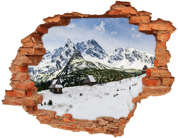Hole in the wall decal Winter mountain landscape