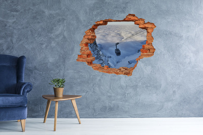 Hole in the wall decal Mountain cable car above the clouds