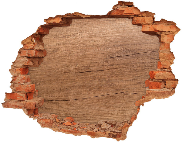 3D wall hole wallpaper A damaged wall with a wooden board