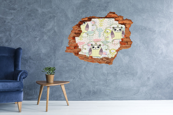 Hole in the wall sticker Owls