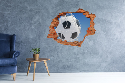 3D wall hole wallpaper Football in flight