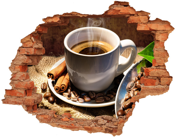 Hole in the wall decal Cup of coffee