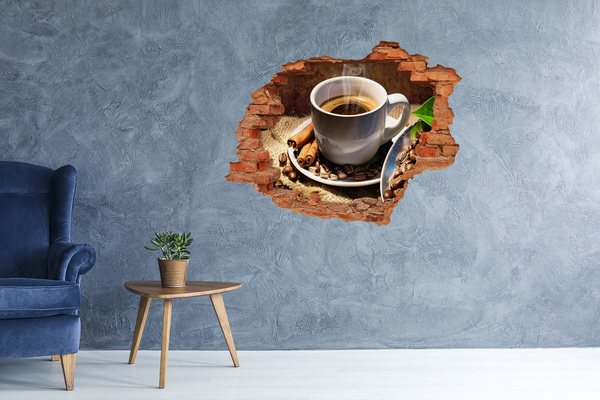 Hole in the wall decal Cup of coffee