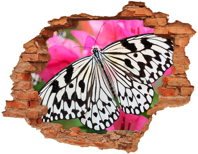 3D wall hole wallpaper Flower butterfly