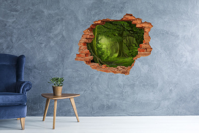 3D wall hole wallpaper A green forest full of life
