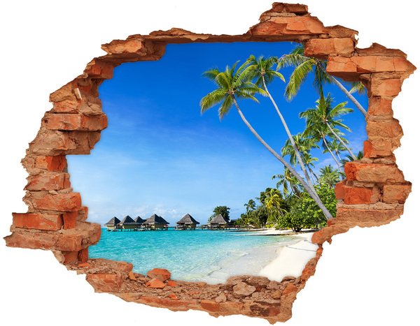 Hole wall sticker Caribbean Beach Through a Hole in the Wall