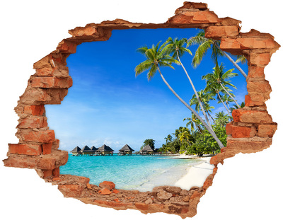 Hole wall sticker Caribbean Beach Through a Hole in the Wall