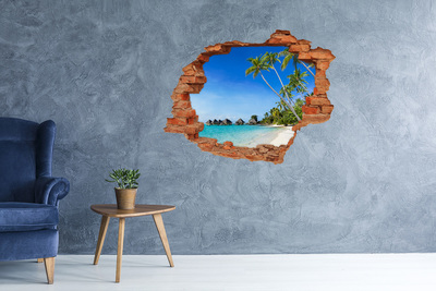 Hole wall sticker Caribbean Beach Through a Hole in the Wall
