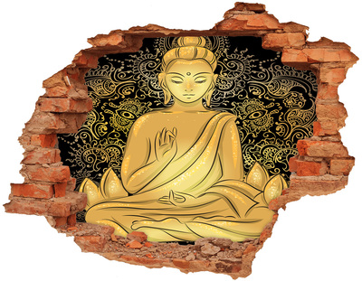 Hole wall sticker Golden Buddha surrounded by a mandala