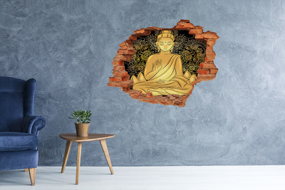 Hole wall sticker Golden Buddha surrounded by a mandala