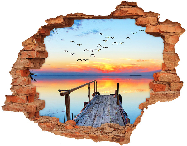 Hole in the wall sticker Sunset over the lake