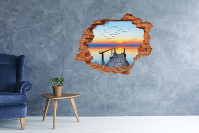 Hole in the wall sticker Sunset over the lake