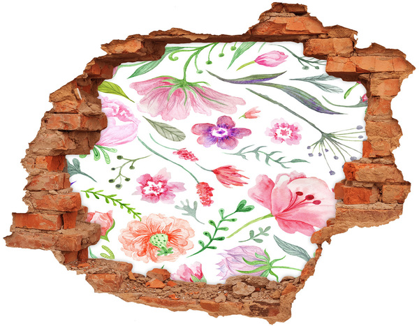 Hole wall sticker Flower garden behind the wall