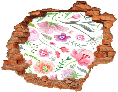 Hole wall sticker Flower garden behind the wall