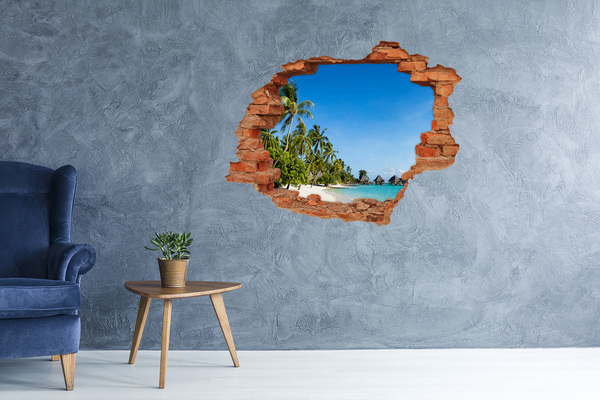 Hole in the wall decal Tropical beach with palm trees