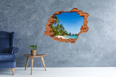 Hole in the wall decal Tropical beach with palm trees