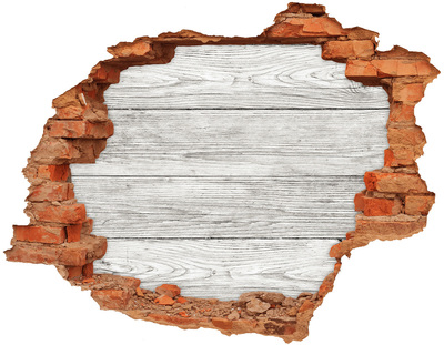 Hole wall sticker Wooden floor in a hole in the wall