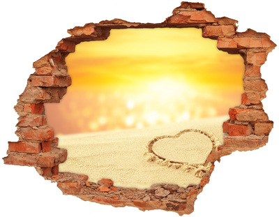 Hole wall sticker Heart in the sand