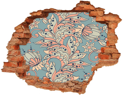 Hole wall sticker Ethnic flowers