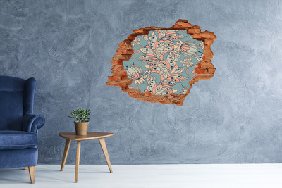 Hole wall sticker Ethnic flowers