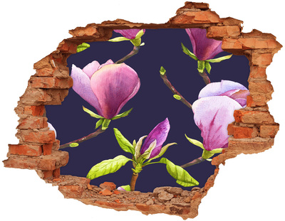 Hole in the wall sticker Magnolia flowers through a hole in the wall