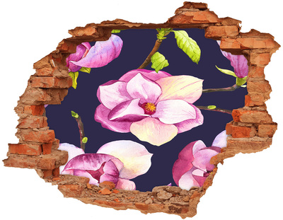 Hole in the wall sticker Floral motif in concrete