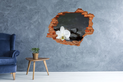 Hole wall sticker Flower and stones against the background of water