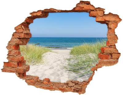 3D wall hole wallpaper View of the beach