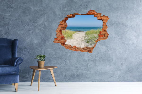 3D wall hole wallpaper View of the beach