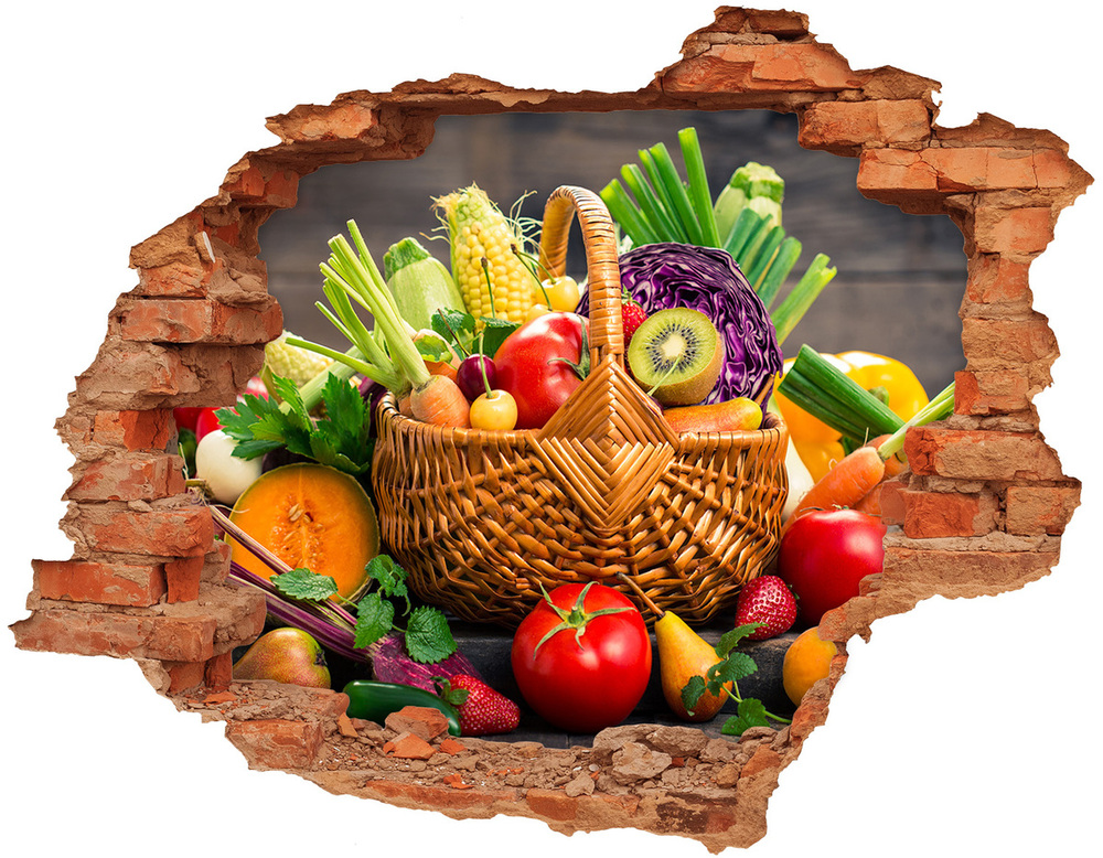 Hole wall sticker Fruit vegetable basket