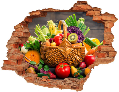 Hole wall sticker A basket full of fresh fruit and vegetables
