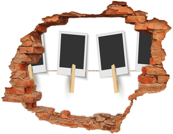 Hole in the wall decal A damaged wall with picture frames