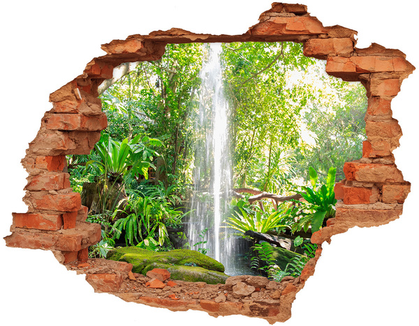 Hole wall sticker Tropical waterfall in the jungle