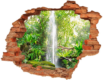 Hole wall sticker Tropical waterfall in the jungle