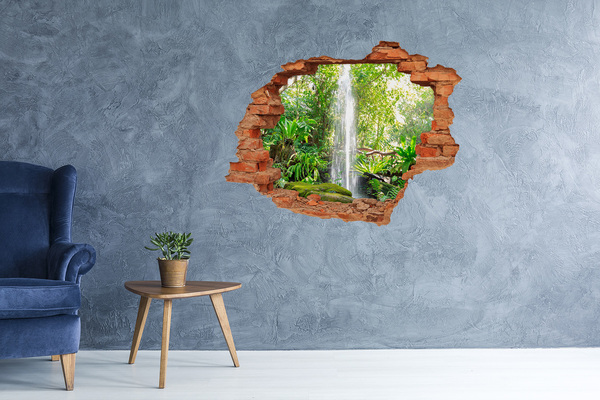 Hole wall sticker Tropical waterfall in the jungle