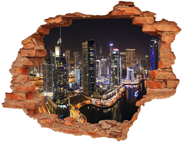 Hole in the wall decal Dubai night panorama