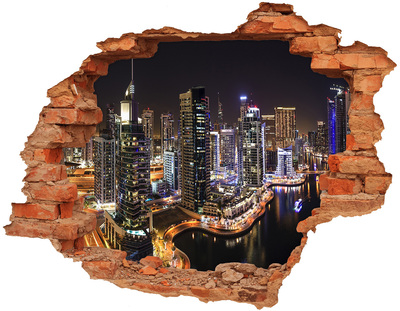 Hole in the wall decal Dubai night panorama