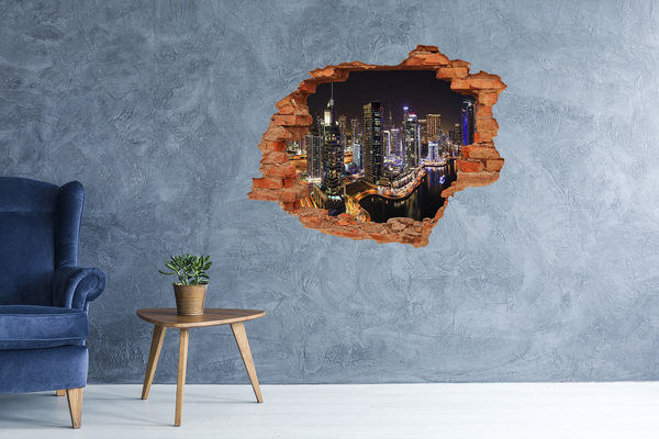 Hole in the wall decal Dubai night panorama