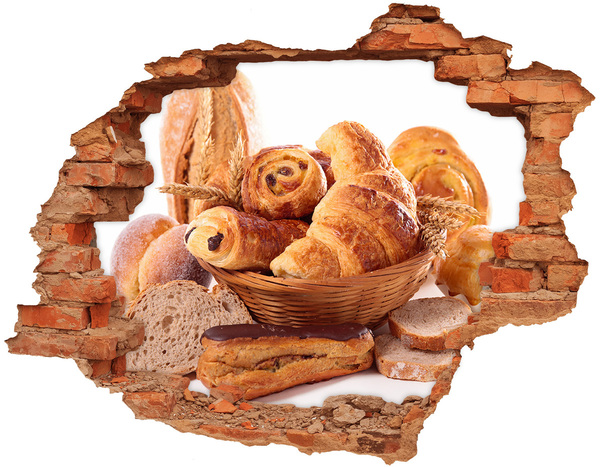 Hole in the wall sticker Delicious baked goods in a basket