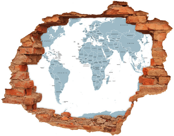 Hole in the wall sticker A hole-in-the-wall world map